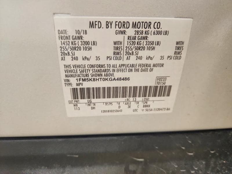 2019 FORD EXPLORER PLATINUM 13
