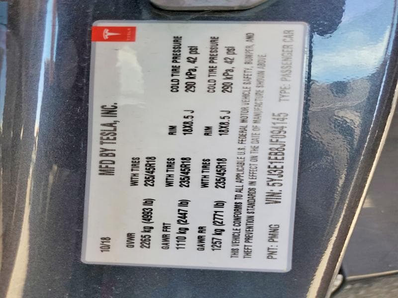 2018 TESLA MODEL 3 13
