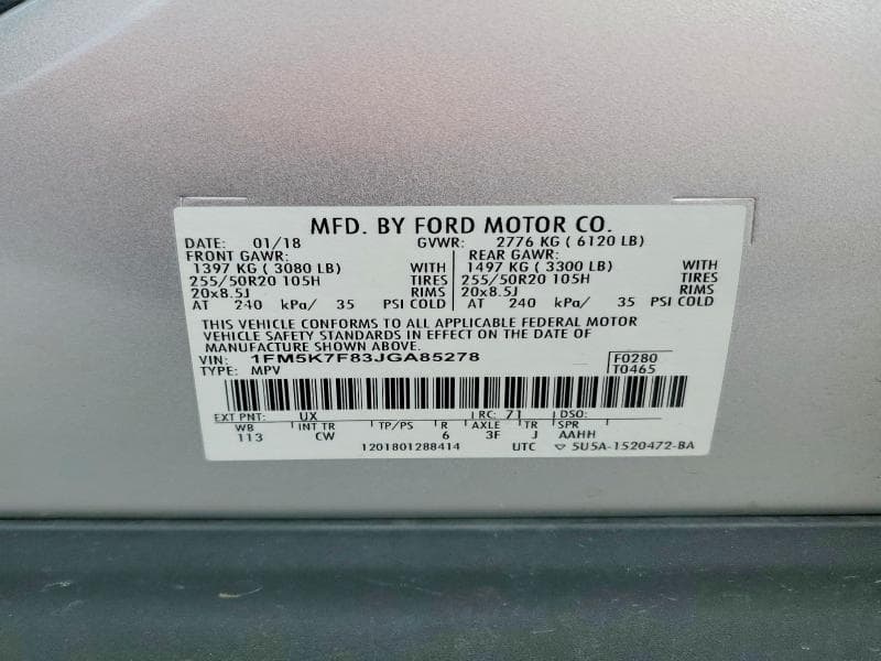 2018 FORD EXPLORER LIMITED 13