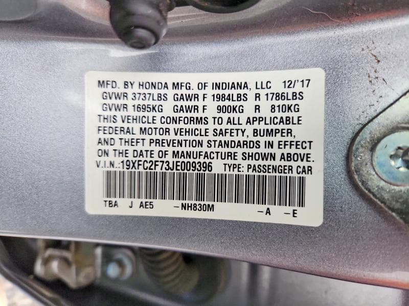 2018 HONDA CIVIC EX 12