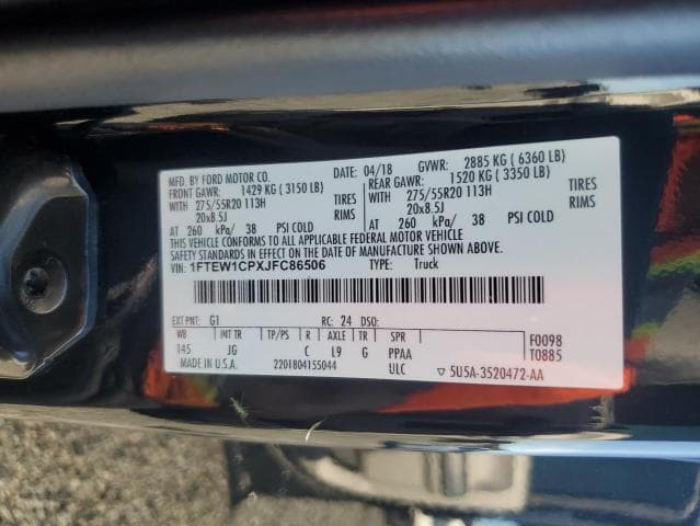 2018 FORD F150 SUPERCREW 12