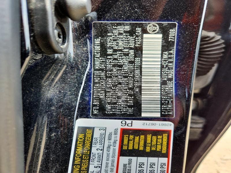 2017 TOYOTA CAMRY LE 13