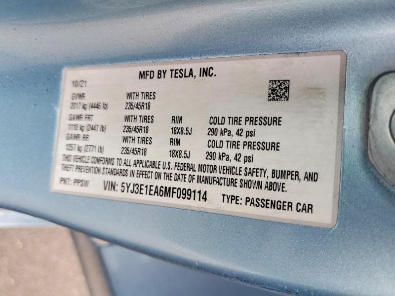 2021 TESLA MODEL 3 12
