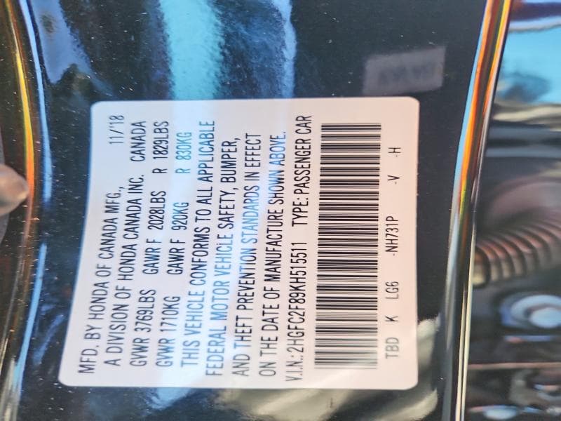 2019 HONDA CIVIC SPORT 12