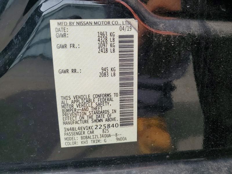 2019 NISSAN ALTIMA SL 12