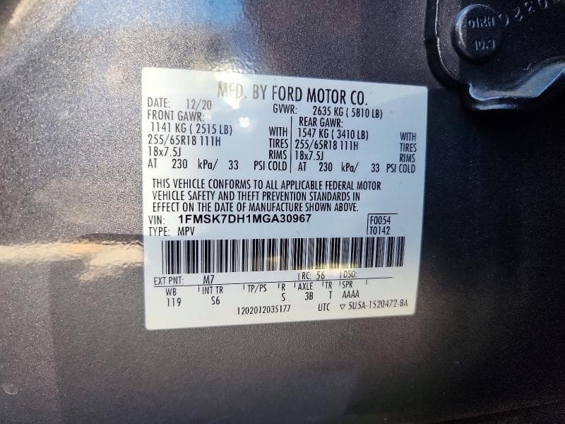 2021 FORD EXPLORER XLT 14