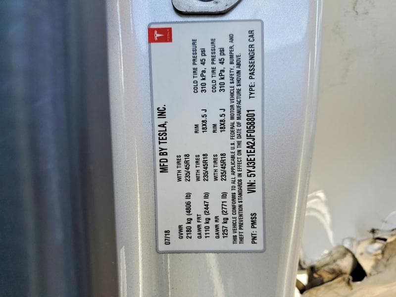 2018 TESLA MDL 3 12