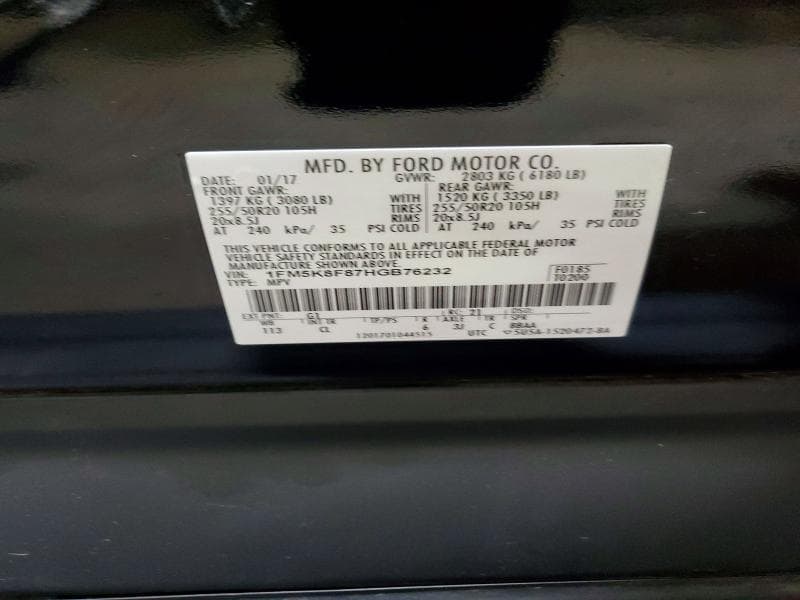 2017 FORD EXPLORER LIMITED 14