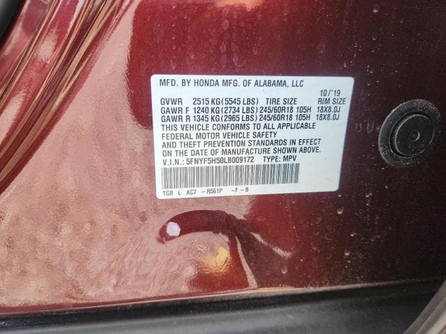 2020 HONDA PILOT EXL 13