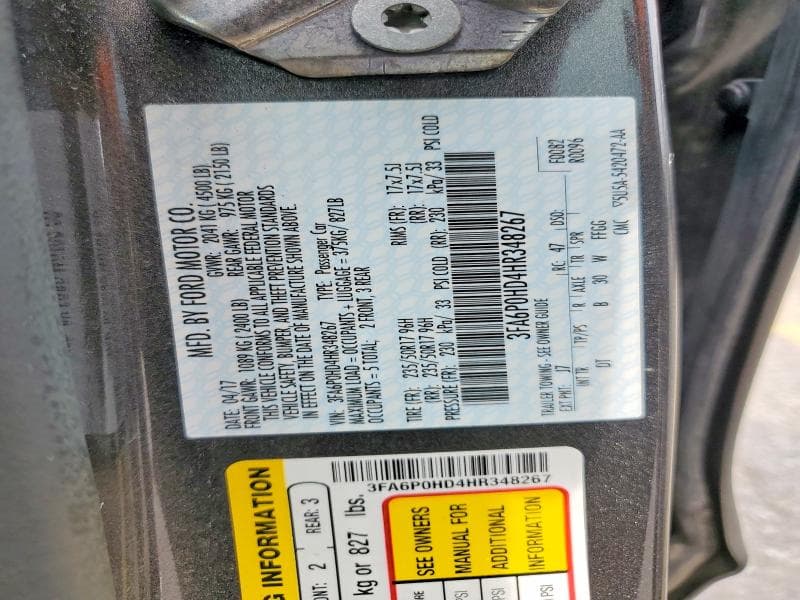 2017 FORD FUSION SE 12