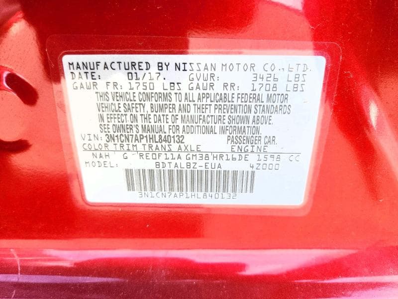 2017 NISSAN VERSA 1.6 SV 13