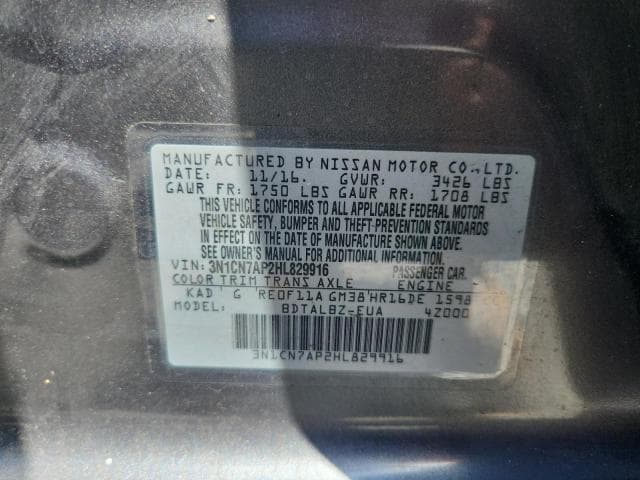 2017 NISSAN VERSA 1.6 SV 13