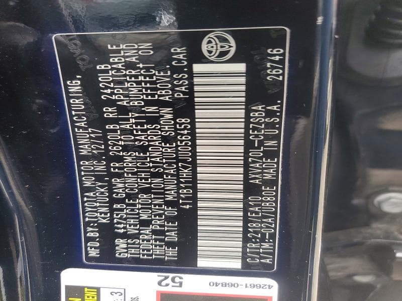 2018 TOYOTA CAMRY SE 12