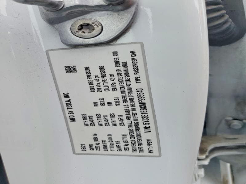 2021 TESLA MODEL 3 12