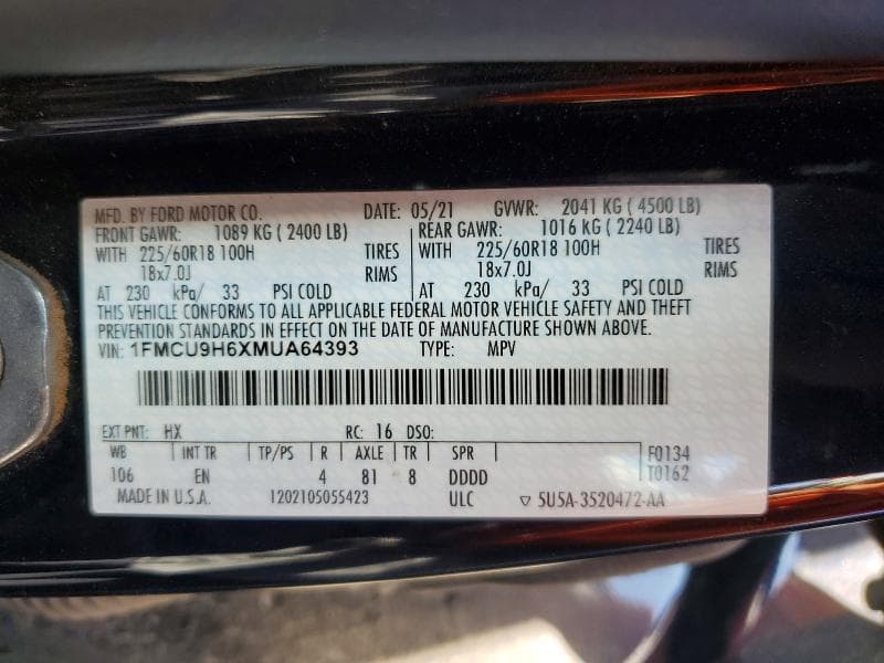 2021 FORD ESCAPE SEL 14
