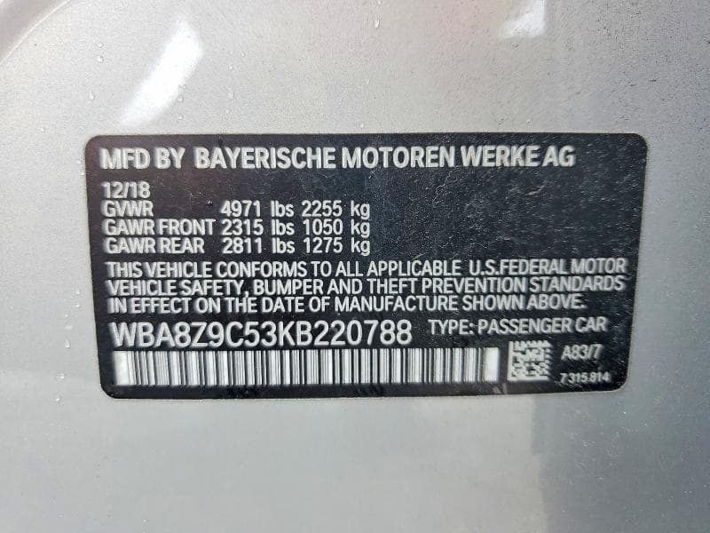2019 BMW 330XI GT 12