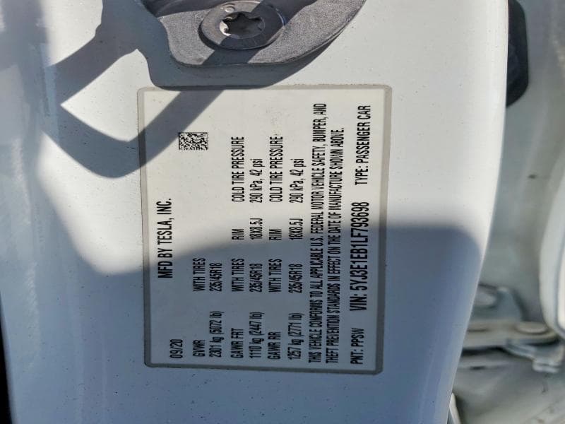 2020 TESLA MODEL 3 12