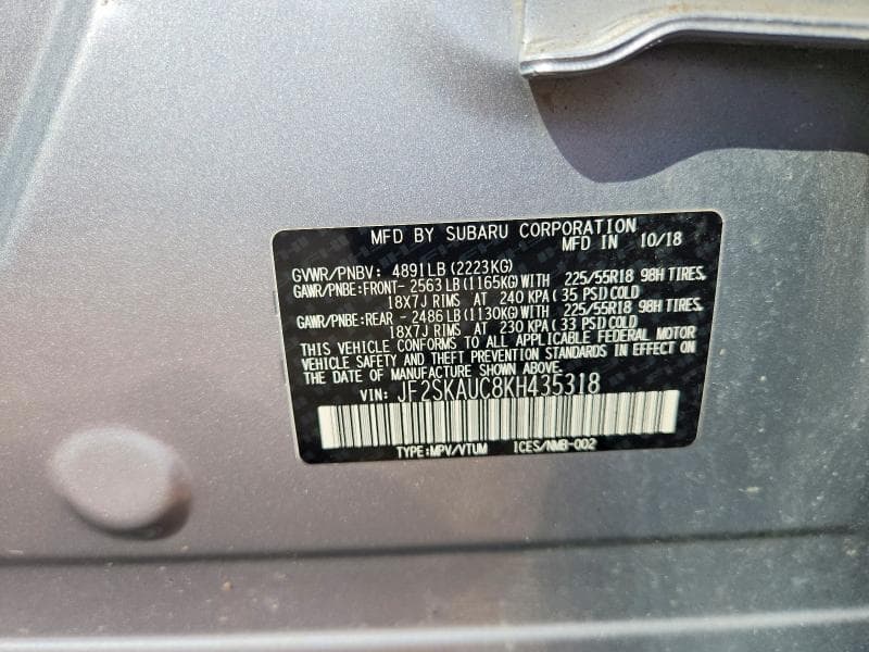 2019 SUBARU FORESTER LIMITED 13