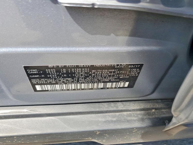 2017 SUBARU OUTBACK 2.5I PREMIUM 14