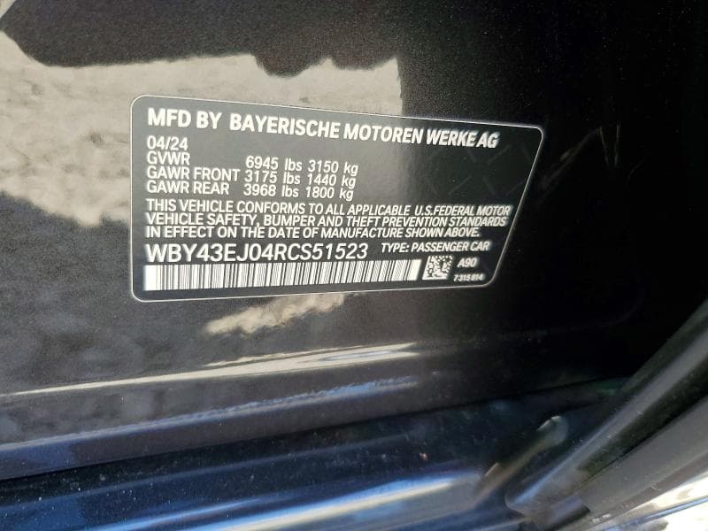 2024 BMW I7 EDRIVE50 12