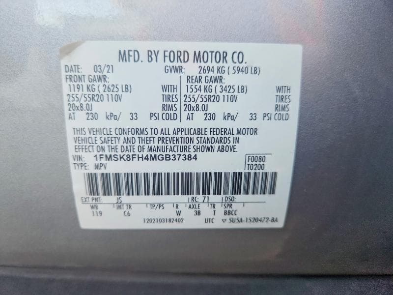 2021 FORD EXPLORER LIMITED 14