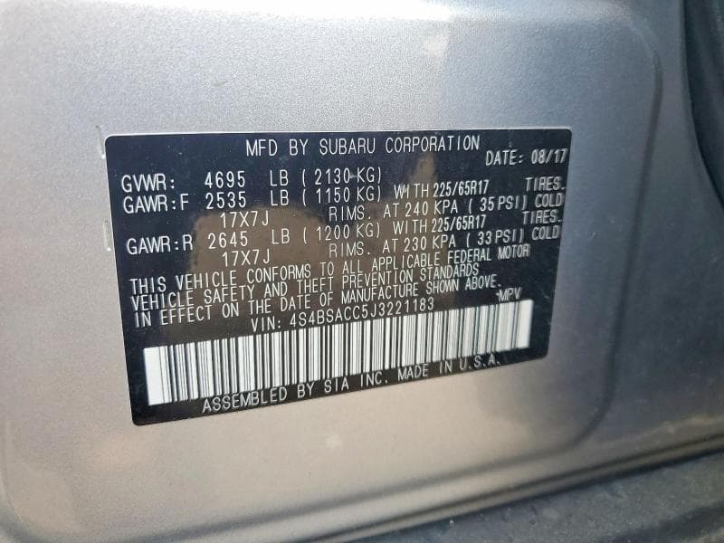 2018 SUBARU OUTBACK 2.5I PREMIUM 13