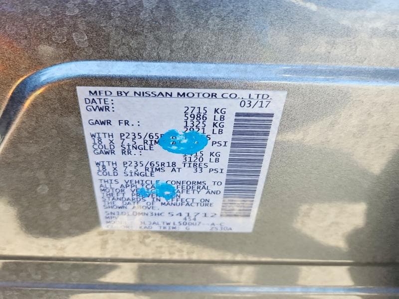 2017 INFINITI QX60 BASE 12