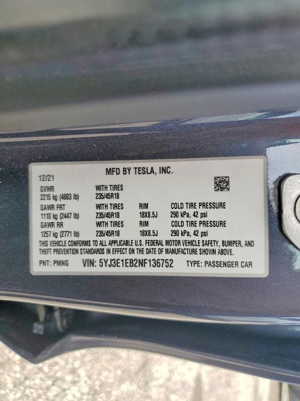 2022 TESLA MODEL 3 13