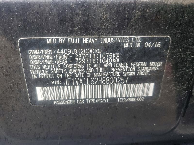 2017 SUBARU WRX PREMIUM 12
