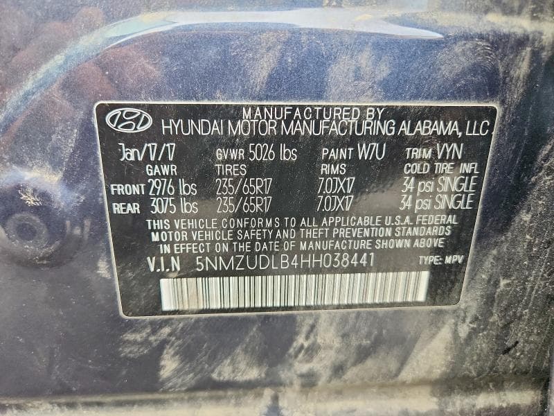 2017 HYUNDAI SANTA FE SPORT 2.4L 12