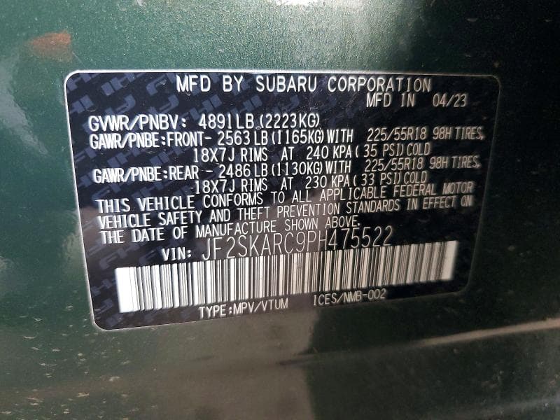 2023 SUBARU FORESTER TOURING 12