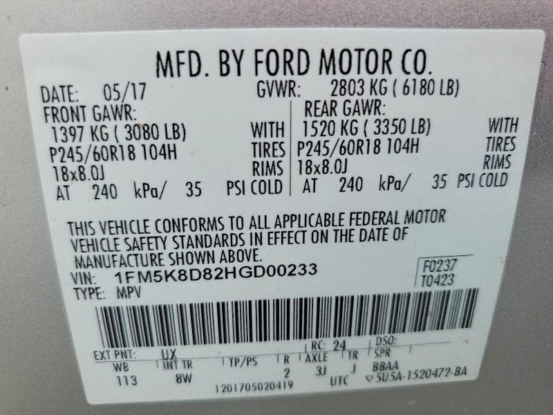 2017 FORD EXPLORER XLT 13