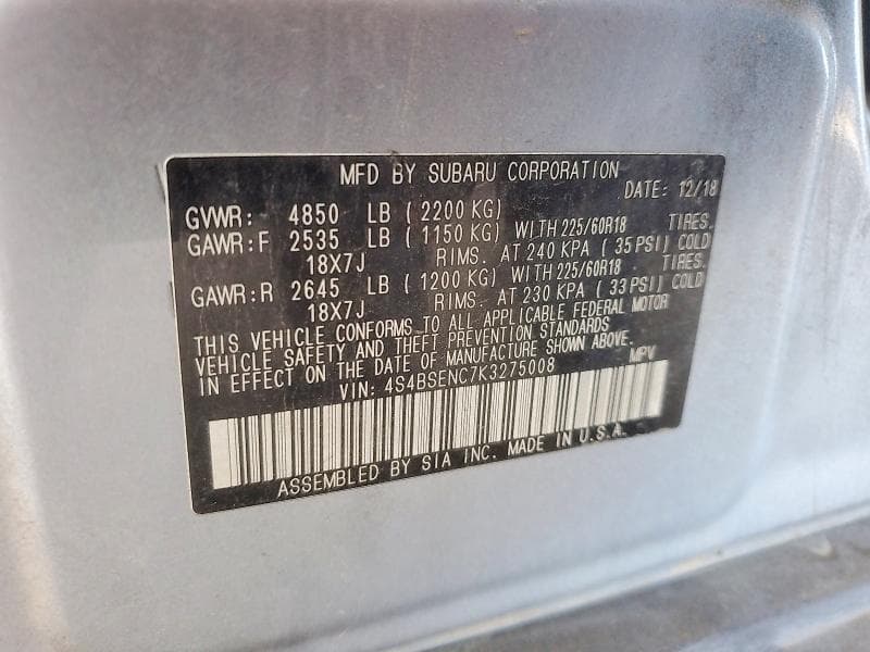 2019 SUBARU OUTBACK 3.6R LIMITED 12