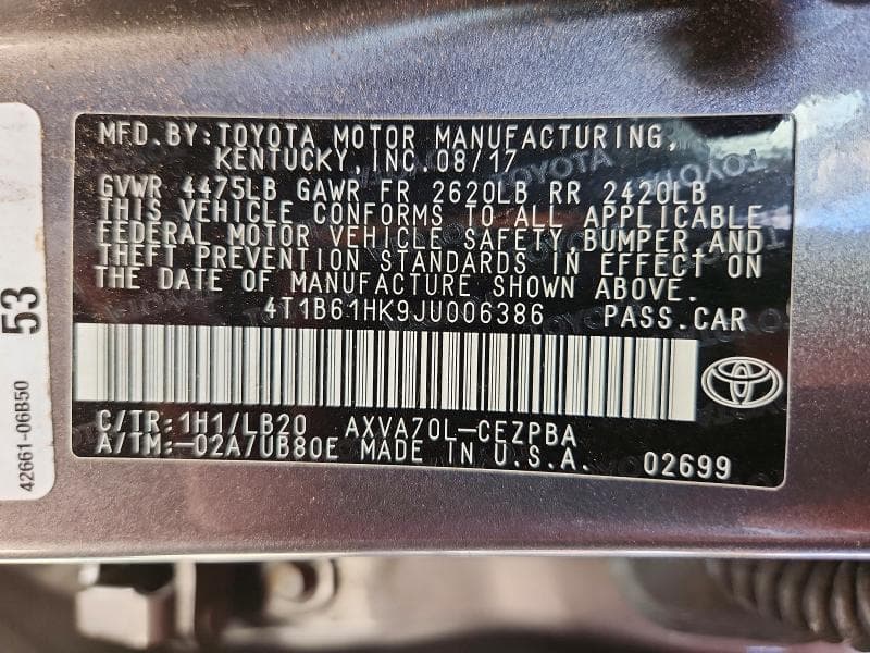 2018 TOYOTA CAMRY XSE 13