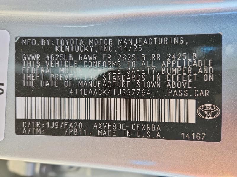 2026 TOYOTA CAMRY LE 13