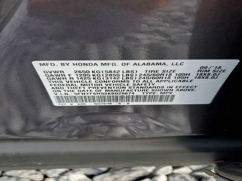 2019 HONDA PILOT EXL 13