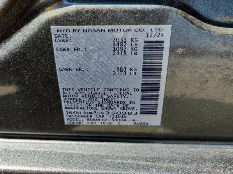 2025 NISSAN ALTIMA SV 13