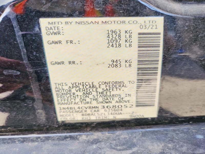2021 NISSAN ALTIMA SR 12
