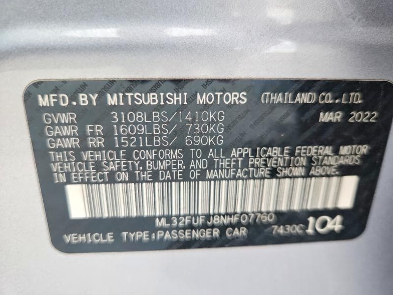 2022 MITSUBISHI MIRAGE G4 ES 13