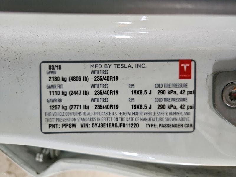 2018 TESLA MODEL 3 13