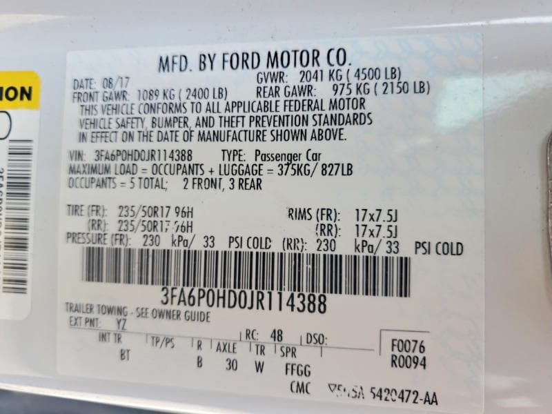 2018 FORD FUSION SE 12