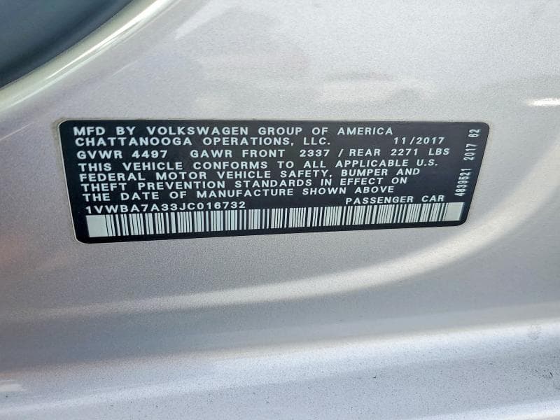 2018 VOLKSWAGEN PASSAT SE 13