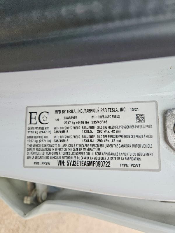 2021 TESLA MODEL 3 13