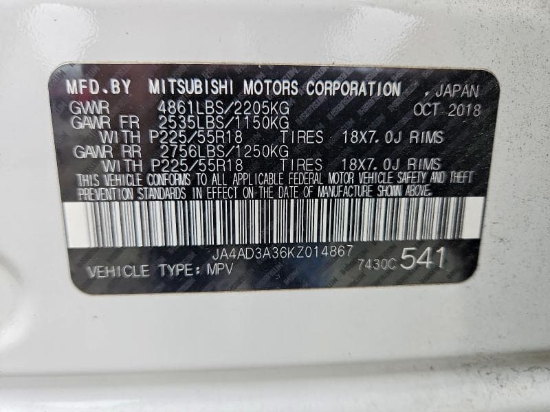 2019 MITSUBISHI OUTLANDER SE 13
