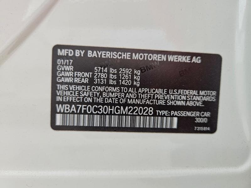 2017 BMW 750 I 12