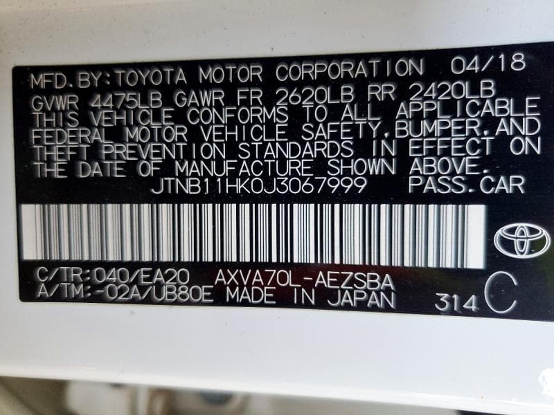 2018 TOYOTA CAMRY SE 12