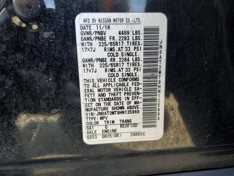 2017 NISSAN ROGUE SV 13