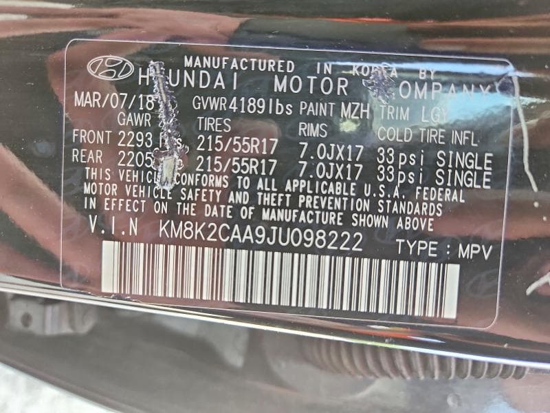 2018 HYUNDAI KONA SEL 13
