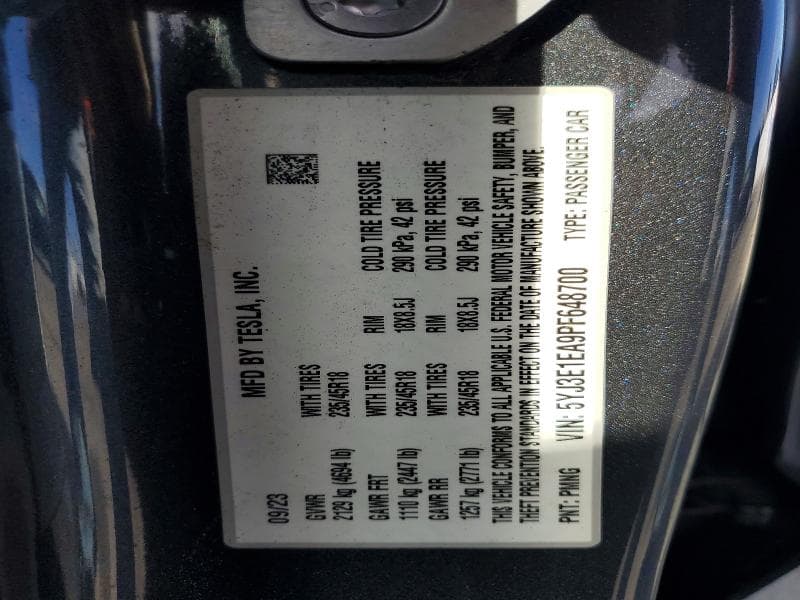 2023 TESLA MODEL 3 12