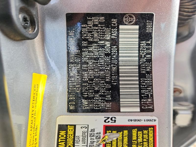 2018 TOYOTA CAMRY SE 13